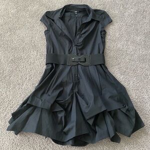 BCX Black Layered Mini Dress with Belt